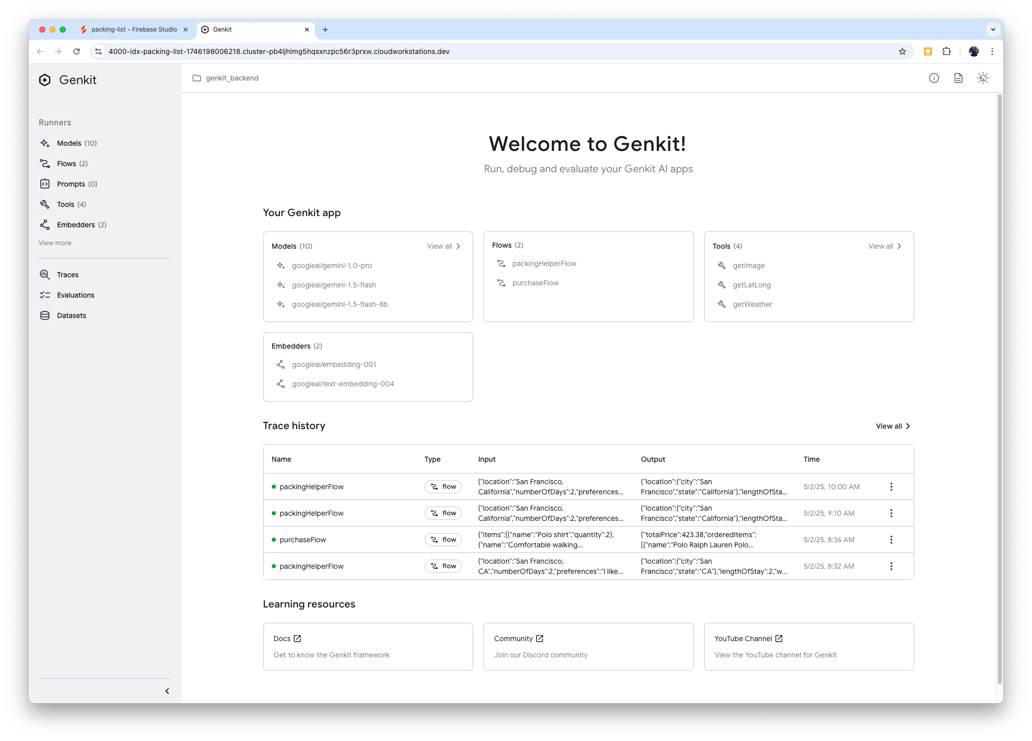 dev dashboard